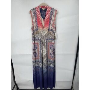 One World Eclectic Maxi Dress NEW NWT Women 1X Colorful Embellished Paisley